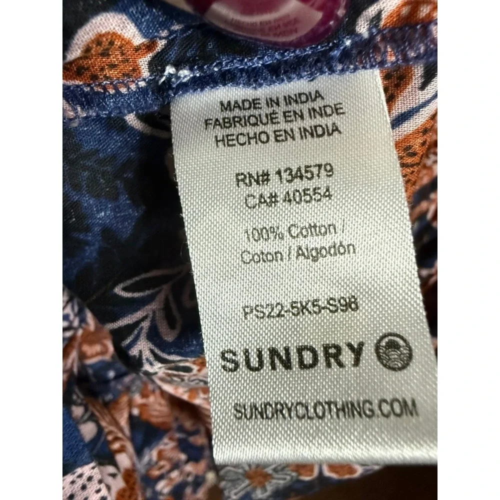 Antropologie SUNDRY Floral Print Ruffle Mock Neck Long Sleeve Mini‎ Dress SZ 2/M